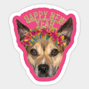 Happy New Year Rainbow Dog Sticker